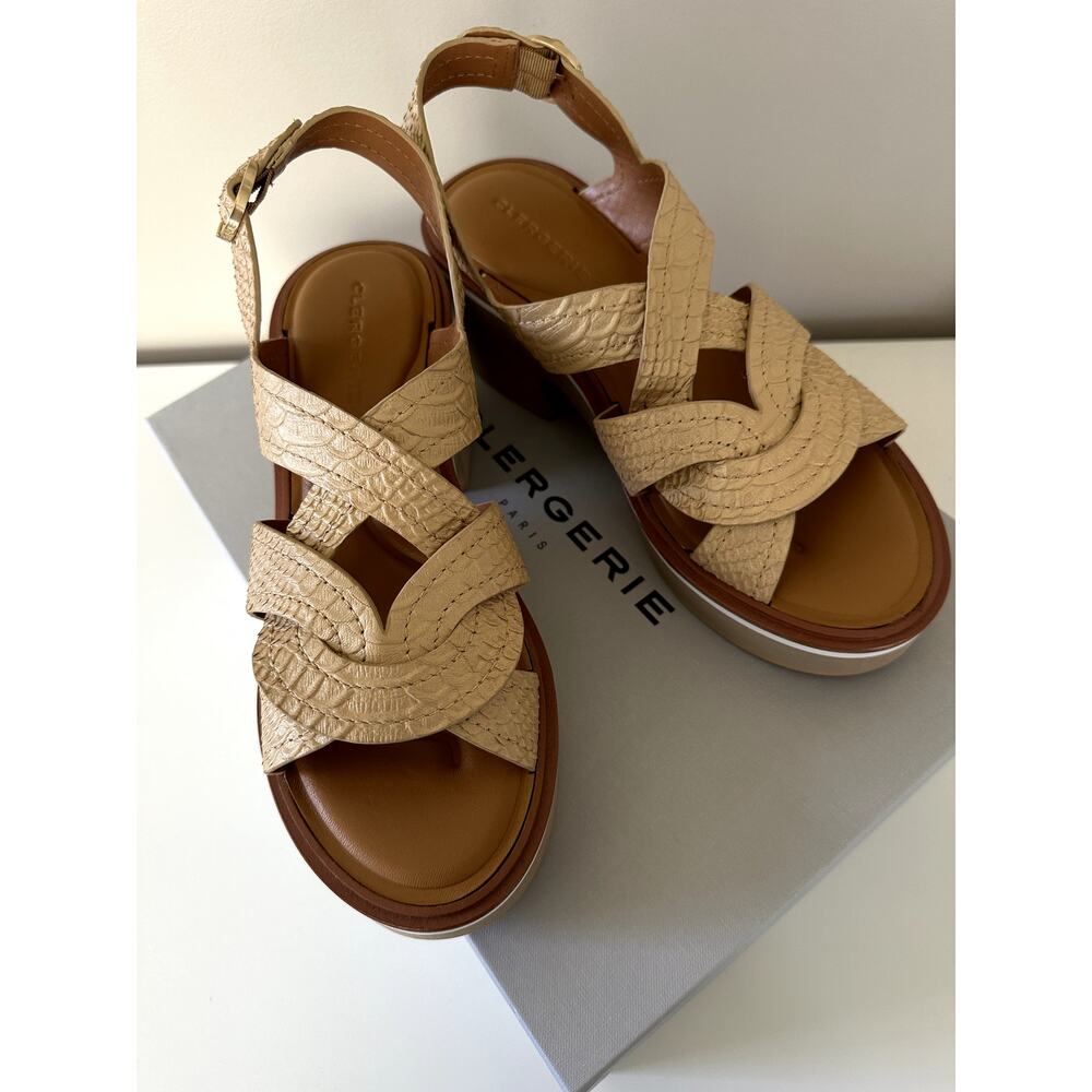 Clergerie Paris Calixa Sandals Nude Snake Effect Iridescent Lambskin 9.5 US New